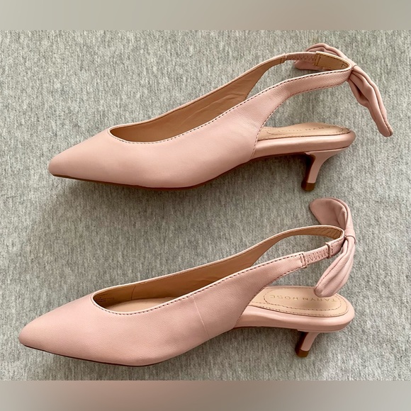 Taryn Rose Women’s Size 5.5 Pink Cameo Slingback Kitten Heel Shoe with Bow NEW - Picture 3 of 7